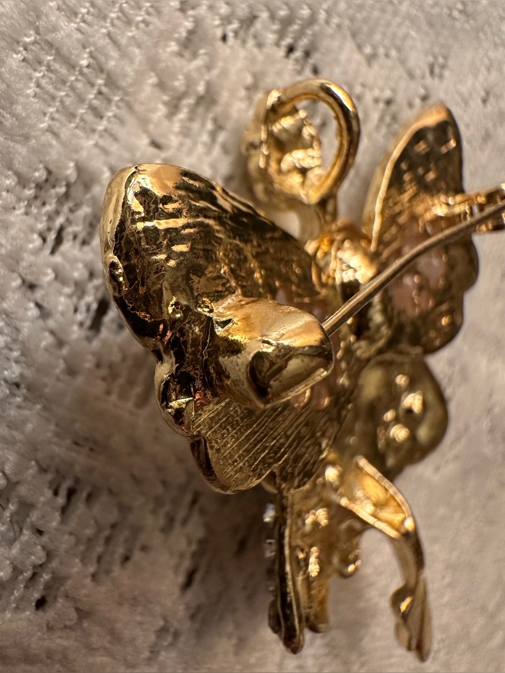 Gold and Pink Crystal Ballerina 2.5” Brooch - Picture 4 of 4